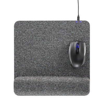 32304 PowerTrack Plush Wireless Charging Mouse Pad with WristRest overhead showing mouse charging