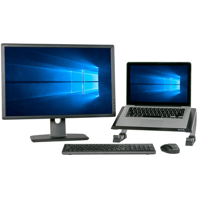 Redmond Adjustable Curve Laptop Stand with laptop shown next to monitor