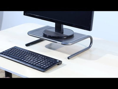 Video Metal Art Jr Monitor Stand - preview image shows monitor on stand and keyboard