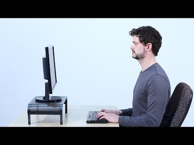 Video Studio Allsop Ergo 3 Adjustable Height Monitor Stand - preview image shows man at desk